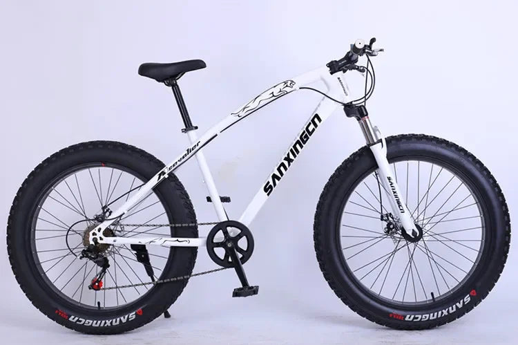 Bicycle 26-inch 7speed 4.0 Fat Tire Mountain Off-road Bicycle Adult High Carbon Steel Frame Double Disc Brake Road Off-road Bike