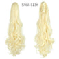 Synthetic Long Wavy Ponytail Ash Blonde Color Drawstring Ponytail Clip-on Hair Extensions For Women Black Blond Daily Use