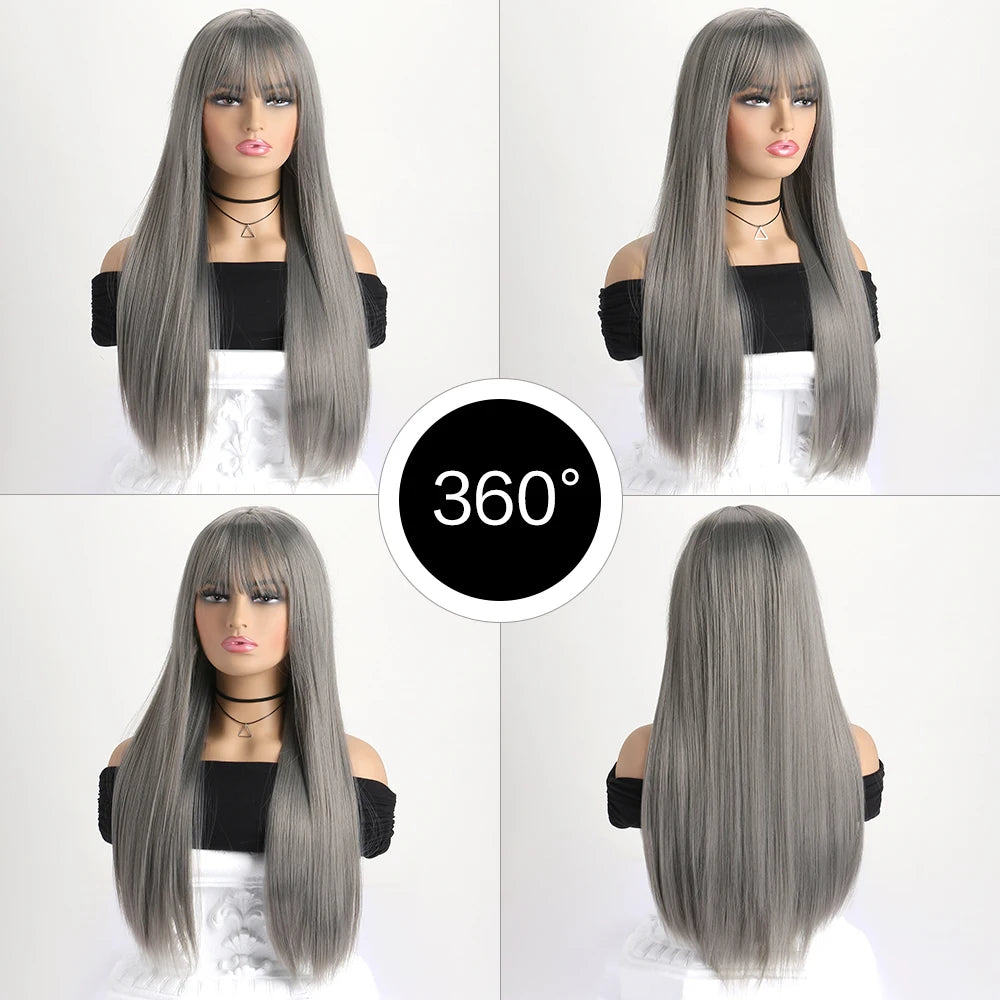 26Inch Colour Wig Long Straight Synthetic Wig for Women Fashion Wig for for Daily Halloween   Costume Party Cosplay ﻿