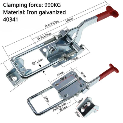 304 Stainless Steel / Iron galvanized Quick Fixture Adjustable Buckle Lock Clamp Box Buckle Horizontal Fixture Door Bolt Clamp