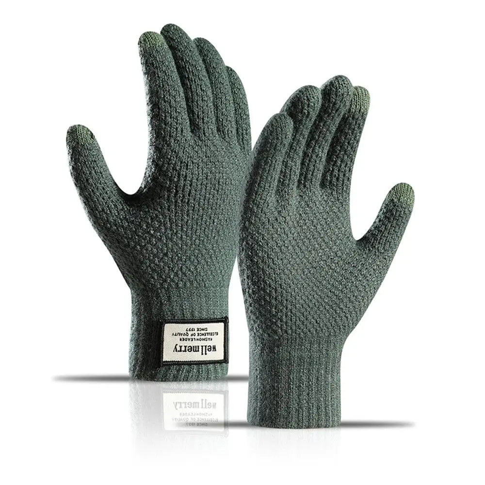 Wool Cashmere Gloves Touch Screen Winter Men Knitted Gloves Solid Color High Quality Winter Autumn Thicken Warm Coldproof