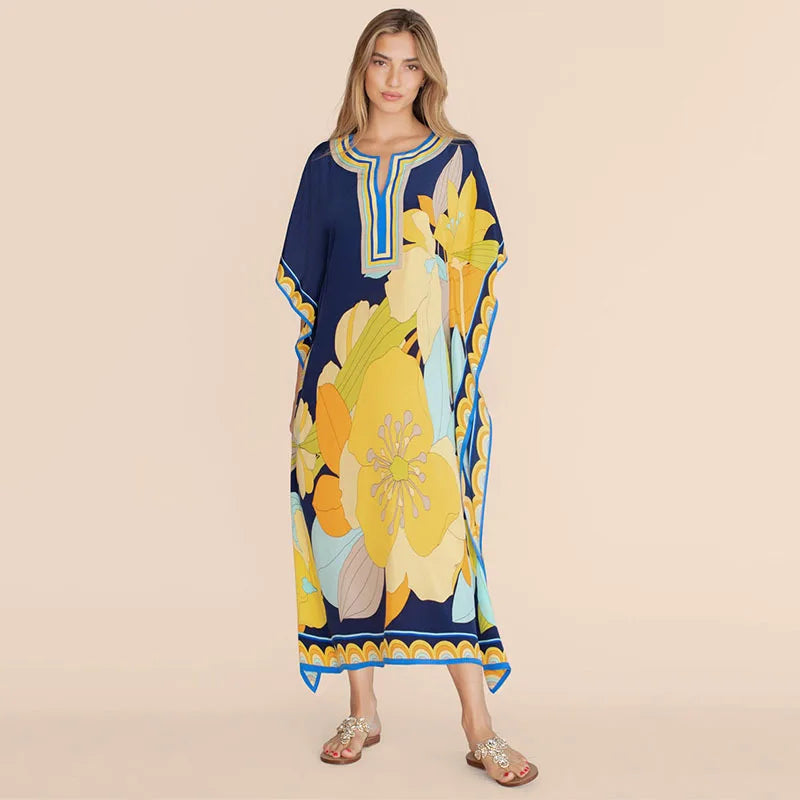 Kaftan Dress Over Size Women Beach Dress Cover Up Summer Clothes Kimono Mujer Vestidos De Fiesta