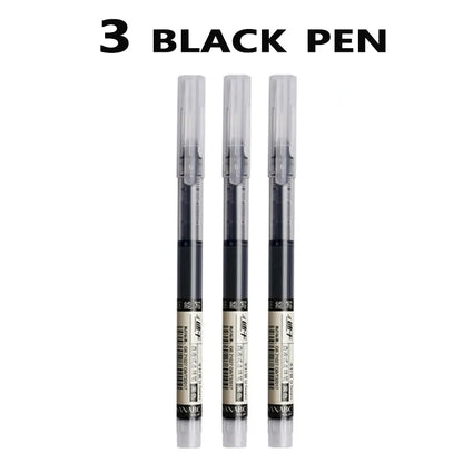 3-5Pcs Straight Liquid Gel Pen Quick-drying, Large-capacity 0.5mm Black Blue Ink for Writing School Office Stationery Supplies