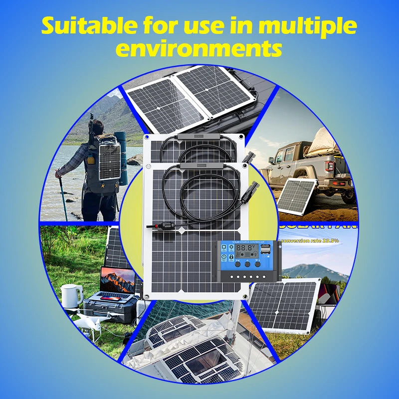 600W Solar Panel Kit Complete 18V USB With 100A Controller Solar Cells for Car Yacht RV Boat Camp MobliePhone Battery Charger