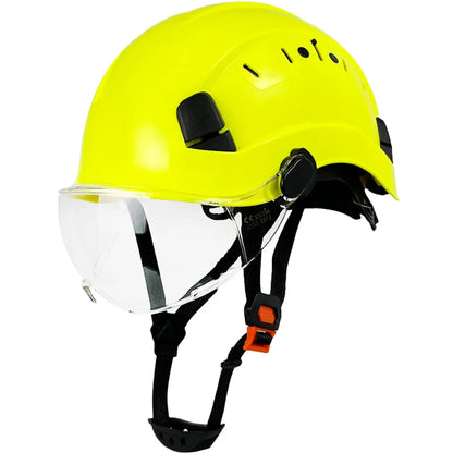 CE Construction Safety Helmet With Goggles Visor ABS Hard Hat ANSI Industrial Work Head Protection Rescue