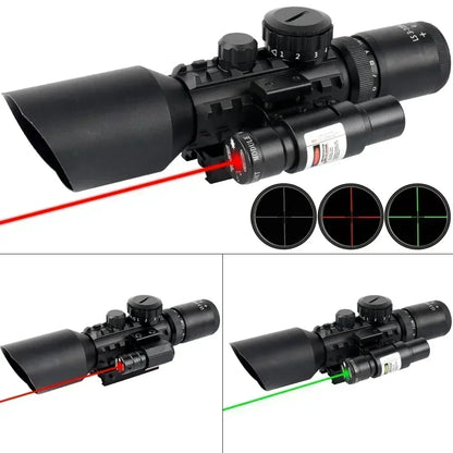 3-10X42E Scopes Red/Green Laser Tactical Combo Sight Optics Hunting Riflescope  Airsoft  Precise Shooting Riflescope for 20mm