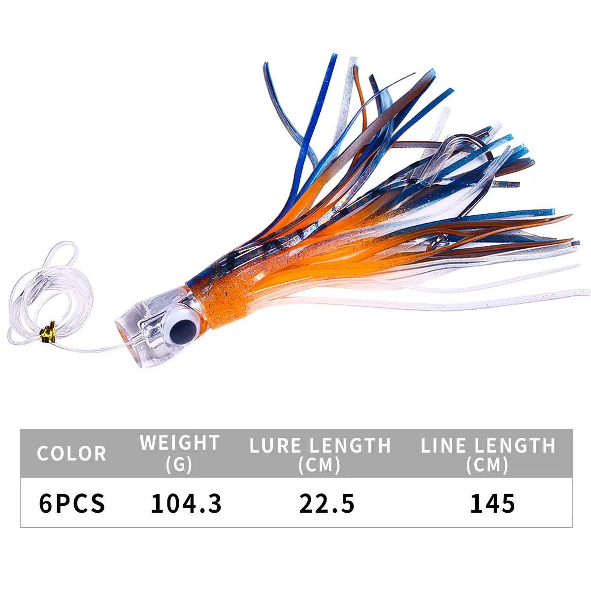 1pcs 65g/100g Resin Head Octopus Soft Skirt Lure Deep Sea Boat Fishing Big Trolling Bait for Tuna Wahoo Fast Sinking