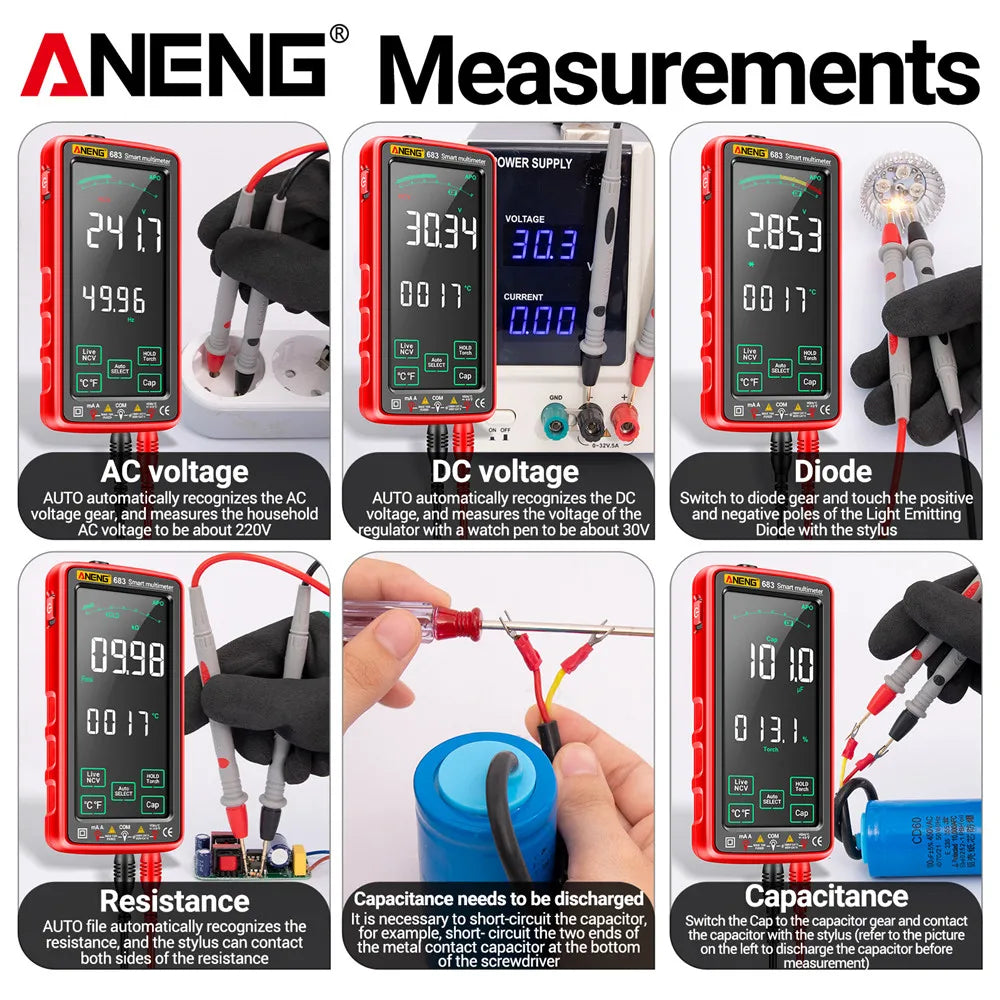 ANENG 683 6000 Counts Multimetro  Smart Multimeter High-end Touch  Test Rechargeable Multitester AC/DC Voltage Tester Current To