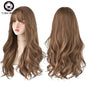 7JHH WIGS Popular Brown Ash Long Deep Wave Hair Lolita Wigs With Bangs Synthetic Wig For Women Fashion Thick Curls Wigs Girl