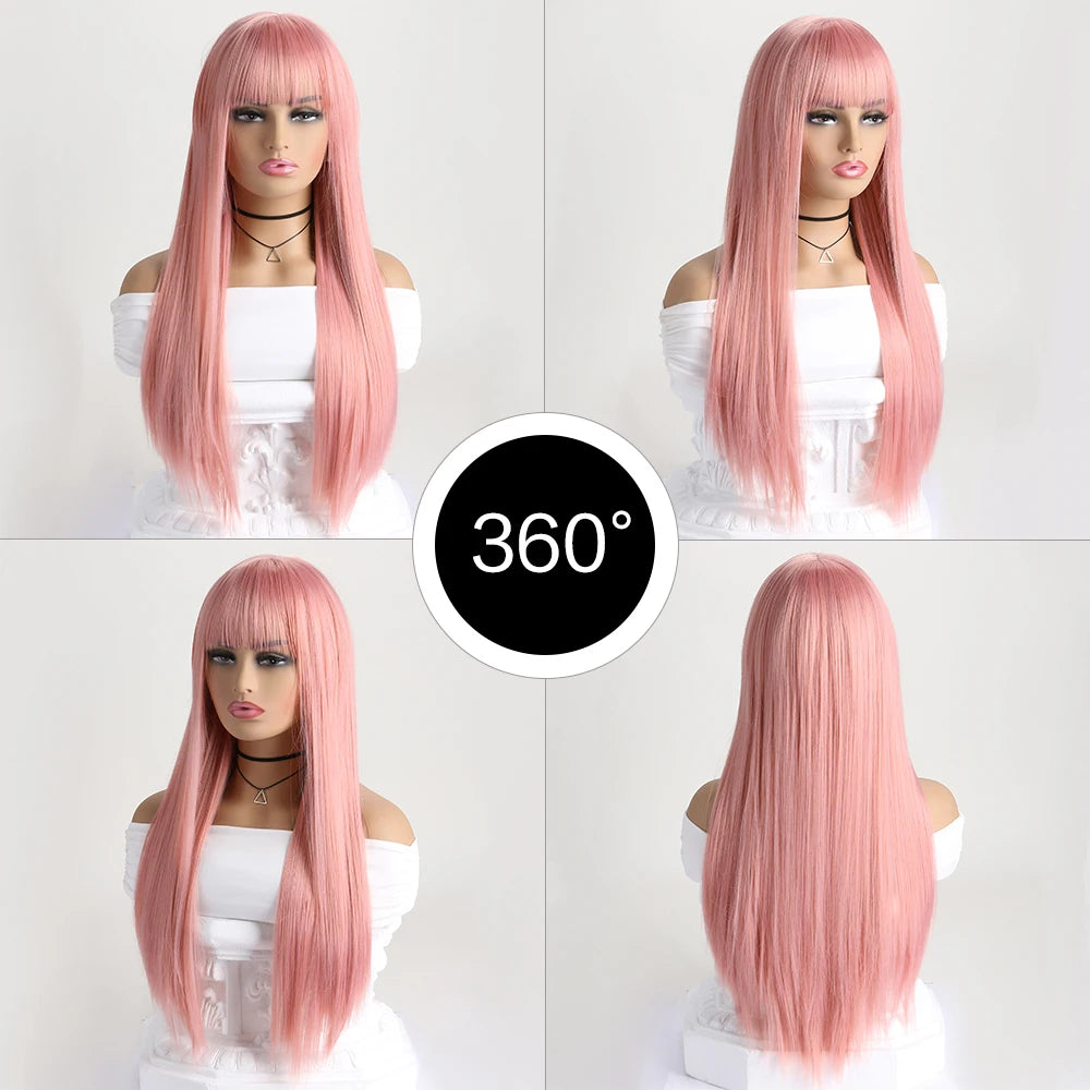 26Inch Colour Wig Long Straight Synthetic Wig for Women Fashion Wig for for Daily Halloween   Costume Party Cosplay ﻿