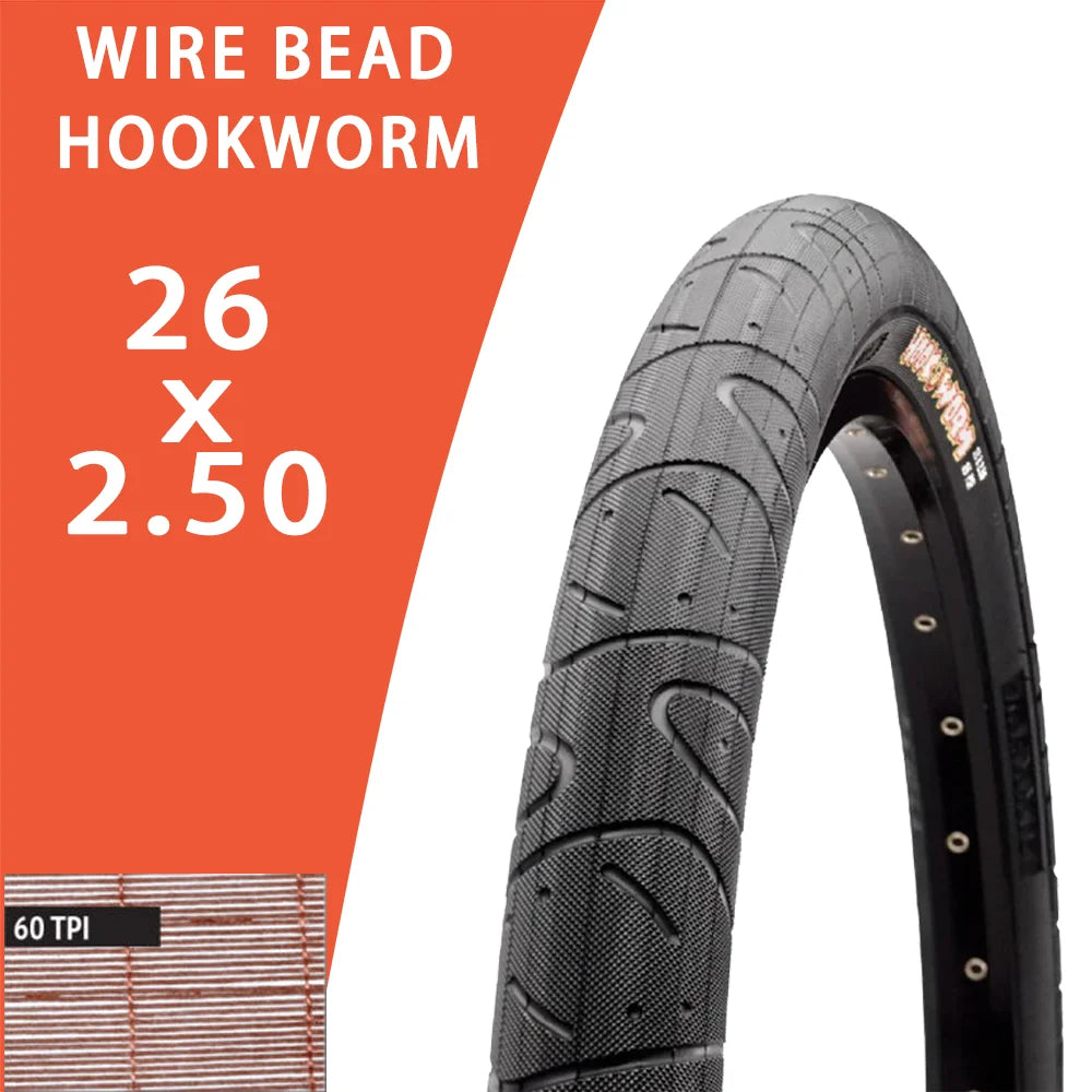 MAXXIS HOOKWORM WIRE BEAD BMX BICYCLE TIRE 20inch 24inch 26inch 27.5inch 29inch Dirt Jump Pump Track Urban BIKE TYRE 26x2.50