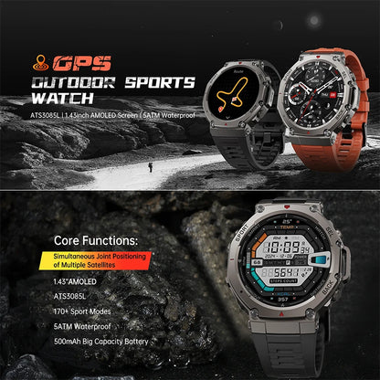 New T-Rex 3 Dual-Band GPS Military Smart Watch 48mm 10ATM Water-Resistant 500mAh Battery Compass Altimeter Smartwatch For HUAWEI