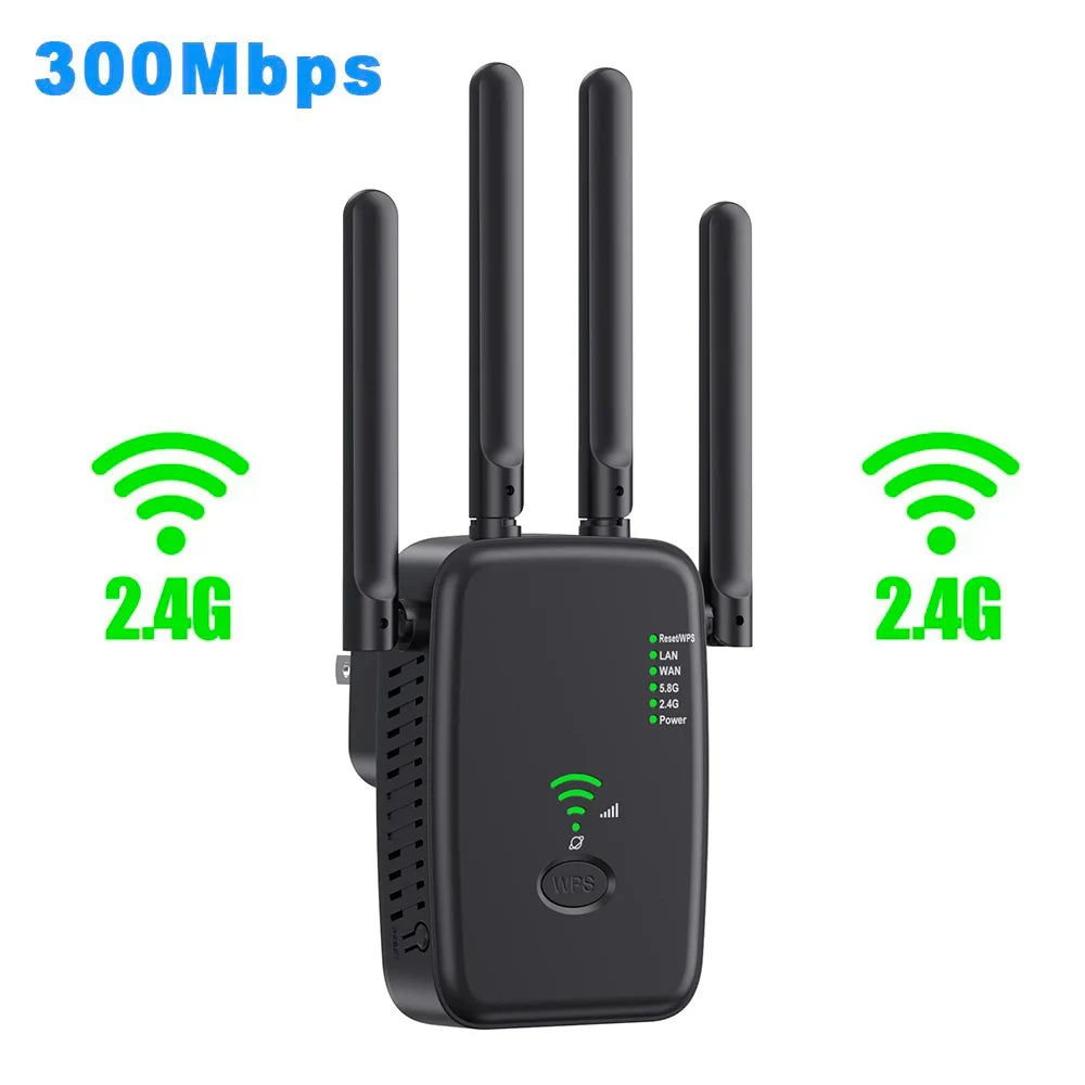 1200Mbps Wireless WiFi Repeater Wifi Signal Booster Dual-Band 2.4G 5G WiFi Extender 802.11ac Gigabit WiFi Amplifier WPS Router