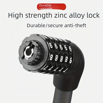 Bicycle Lock With Five-digit Password For Anti-theft, Electric Bike Lock With Steel Cable And Wire