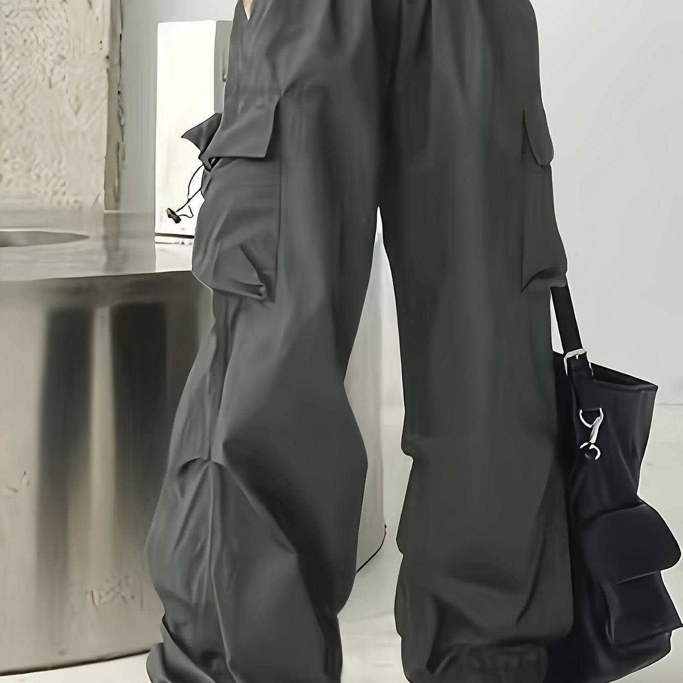 Stylish Wide Leg Cargo Pants with Flap Pockets - Comfortable Drawstring Waist, Relaxed Fit, Breathable Fabric, Perfect for Spring & Summer Outings - Women's Casual Clothing for Everyday Wear