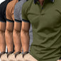4pcs Comfy Short Sleeve Button Up Lapel Shirt for Men, Golf Sports, Gift Idea