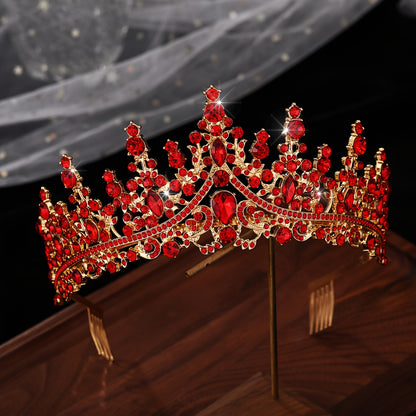 1pc Golden Metal Zinc Alloy Rhinestones Crown Party Queen Hair Decoration, Elegant Crystal Princess Crown Bride Wedding Tiara for Women, ideal choice for gifts