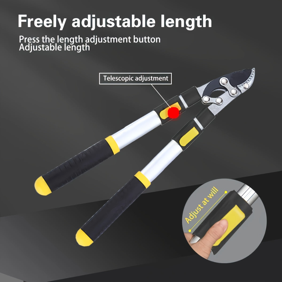 Professional Telescopic Bypass Pruning Shears, Heavy-Duty Garden Pruners with Metal Body and Ergonomic Handle for Fruit Tree Branches, Gardening Clippers, Extendable Gardener'S Lopper Cutter Tool