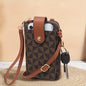 RAGSTO Women's Compact Crossbody Phone Wallet - Chic Mini Shoulder Bag with Adjustable Strap, Multiple Credit Card Slots & Zipper Closure, Black & Brown Geometric Pattern, Perfect Valentine's Day Gift for Her, Casual Crossbod