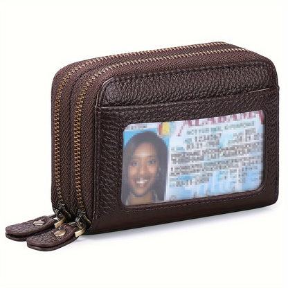 1pc Ciephia Women's RFID Blocking Wallet - Slim Top-Grain Cowhide Credit Card Holder with Zipper Closure, Multiple Card Slots & Coin Pocket, Compact Black Genuine Leather Purse for Women, Gift for Her, Sleek Women's Accessory