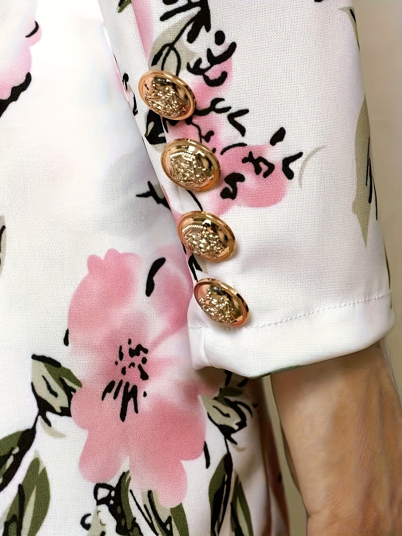Elegant Two-piece Set, Fashionable Double Breasted Lapel Suit Jacket And High Waisted Floral Print Mini Skirt, New Women's Set