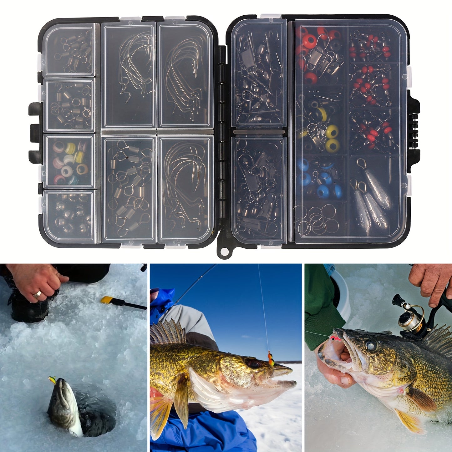 158pcs Fishing Accessories Set, Sea Fishing Reef Fishing Box with Swivels, Snaps, Hooks, Sinkers