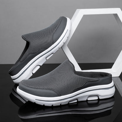 Men's Slip-On Footwear - Breathable & Comfortable with Non-Slip MD Sole, Closed Toe Design for Casual Attire, Dark Gray & Black, Stylish Streetwear