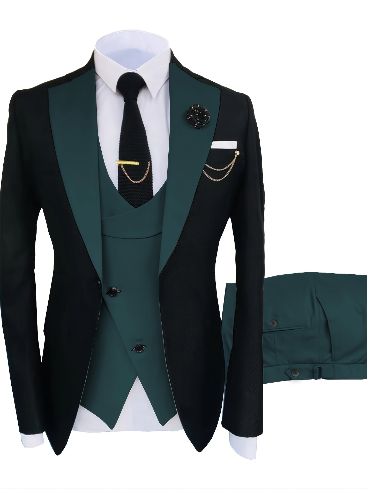 Men's 3pcs Slim Fit Suit Double Breasted Suit Men Formal Suit for Wedding Prom Dinner Party