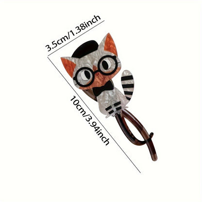 4pcs Cute Cartoon Cat Acrylic Hair Clips - Colorful Animal Print, Sweet Style Twist Barrettes for Women & Girls - Perfect Gift for Christmas, New Year, Valentine's Day