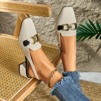 Chic French-Inspired Women's Mary Jane Pumps - Versatile Square Toe, Chunky Heel with Buckle Detail, Comfortable Faux Cover for All Seasons