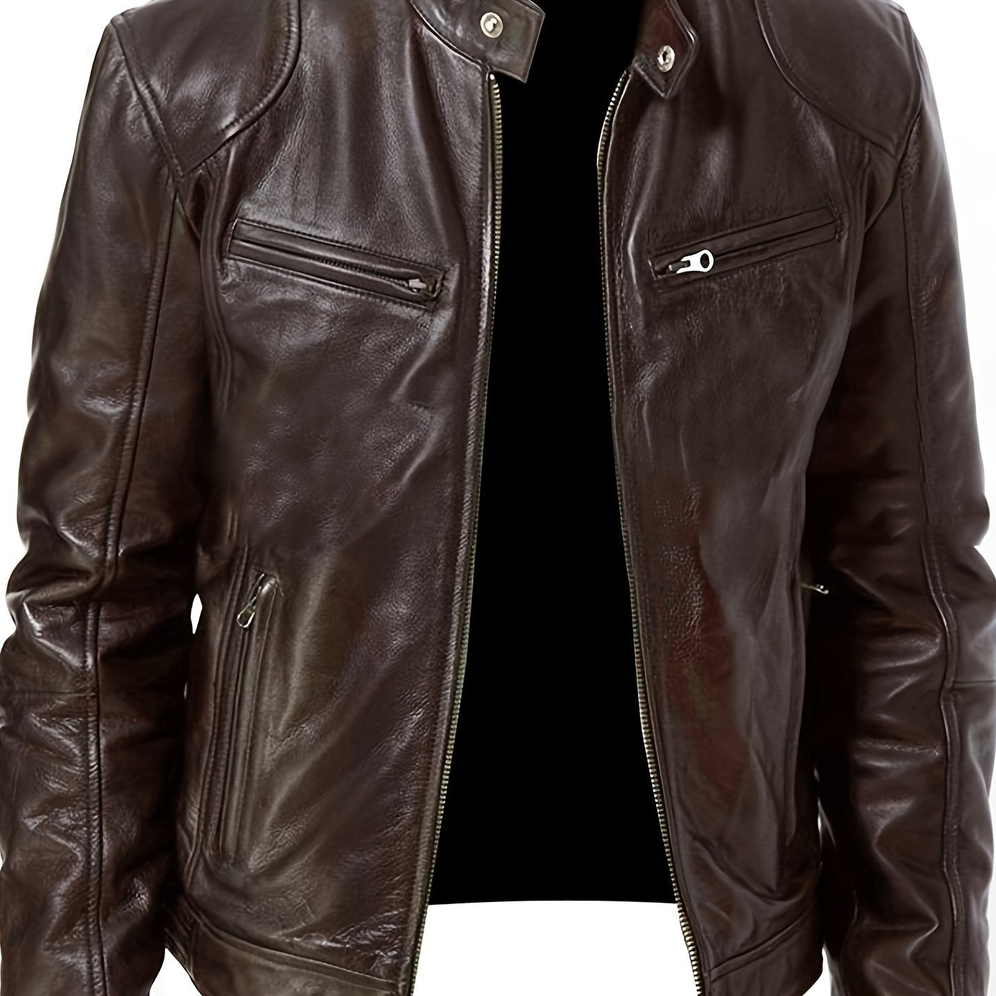 Men'S Large Autumn/Winter Jacket Full Zipper Standing Neck Motorcycle Bomb Jacket Business Bicycle Coat