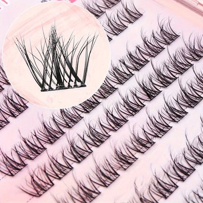 80 Clusters of 5D Faux Mink Eyelash Clusters Self-Adhesive with No Need for Glue The False Eyelashes Present a Fluffy and Messy Look Being Easy to Apply and Reusable