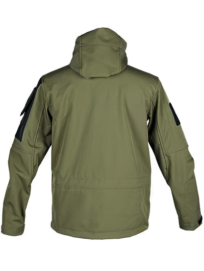 Men's Outdoor Zip Up Softshell Jacket With Pockets, Waterproof, Scratch Resistant And Warm Hooded Jacket For Outdoors