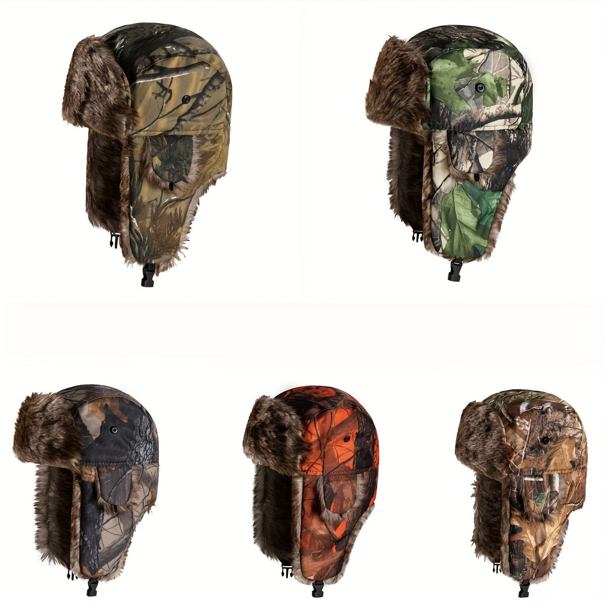 Winter Camouflage Trooper Cap For Men Women, Windproof Coldproof Cycling Hat Outdoor Velvet Warm Ear Protection Hat