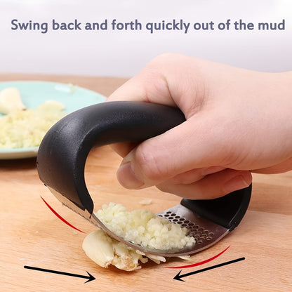 1pc Stainless Steel Garlic Press And Manual Fruit And Vegetable Masher, Easy to Use And Clean. Ideal for Chopping And Pressing Garlic, Fruits, And Vegetables. Perfect for Home Kitchens, RV Kitchens, And Restaurants.
