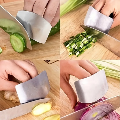 1pc Stainless Steel Finger Guard for Safe Slicing - Reusable Food-Safe Kitchen Cutting Protector, Durable Ergonomic Design for Onions, Carrots & Vegetables, Prevents Accidental Cuts, Manual Use