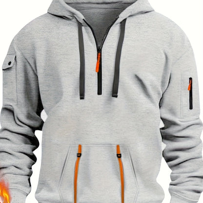 Men's Casual Sweatshirt with Multiple Zippers and Arm Pockets 2024 Cross-border Spring/Autumn Hoodie Large Size
