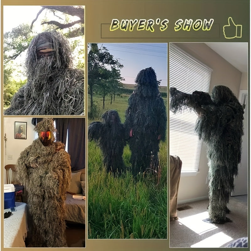 5-in-1 Ghillie Suit Pro - Blinds for Jungle Hunting, CS, Bird Watching, and Halloween Costume Prop - Ultimate Camouflage Clothing for Concealment and Versatility