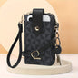 RAGSTO Women's Compact Crossbody Phone Wallet - Chic Mini Shoulder Bag with Adjustable Strap, Multiple Credit Card Slots & Zipper Closure, Black & Brown Geometric Pattern, Perfect Valentine's Day Gift for Her, Casual Crossbod