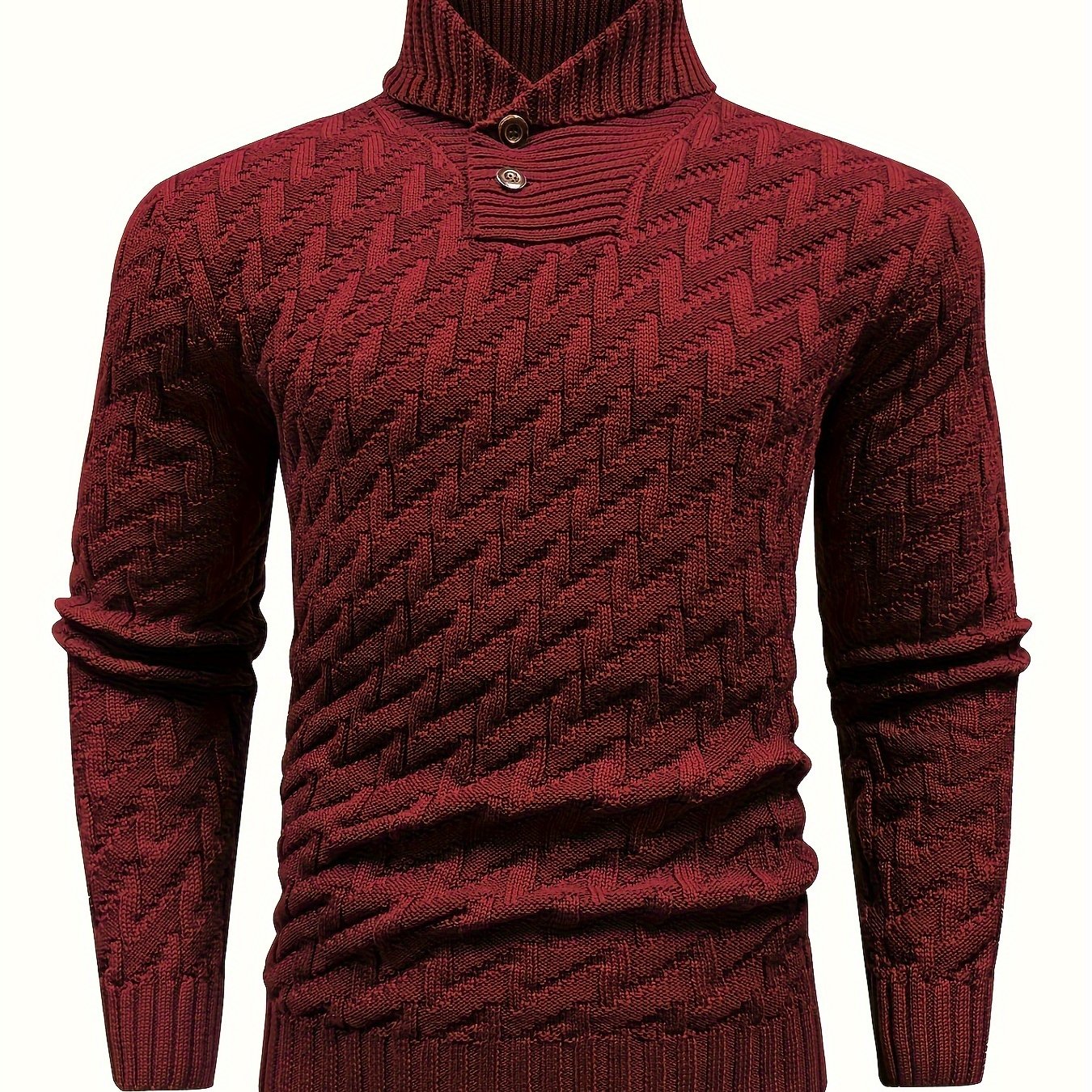 Men'S Casual Commuting Fashion Solid Texture Warm Lapel Sweater