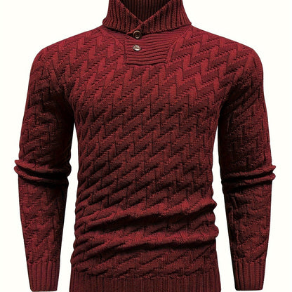 Men'S Casual Commuting Fashion Solid Texture Warm Lapel Sweater