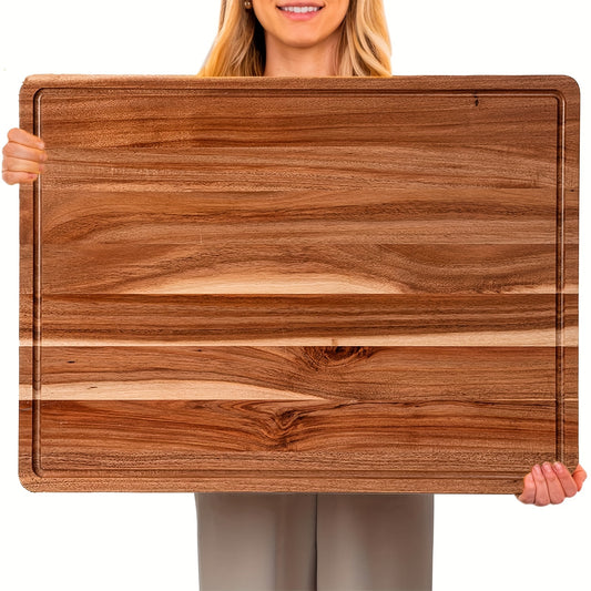 XXL Acacia Cutting Board - Extra Large Charcuterie & Cheese Serving Tray, Durable Wooden Chopping Board for Kitchen, Ideal for Food Prep, Serving Meat, Vegetables, and Cheese, Meat Chopping Board|Rustic Kitchen Accessory|Acac