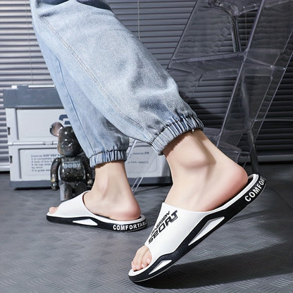 Fashion Mens Sport Slides - Sport Sandals & Slides With Anti-Slip Sole - Trendy Men'S Alphabet Design Slippers - Ideal For Spring And Summer Beach