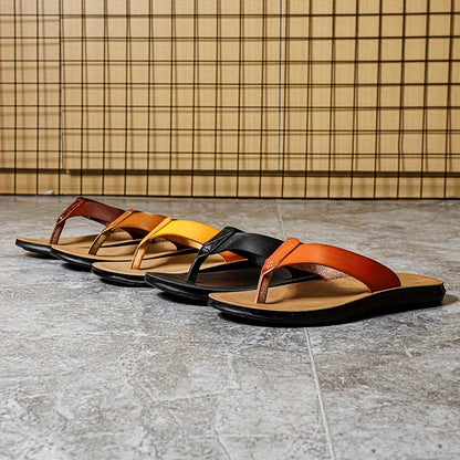 MAGIC LIONS-Comfortable and Durable Brown Men'S Business Casual Slippers - Indoor/Outdoor Beach Sandals.Men'S Synthetic Thong Sandals, Casual Non Slip Flip-flops Shoes ToePost Sandals For Indoor Outdoor Beach, Spring And Summ