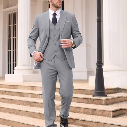 Lycody Men'S Suits 3pcs Light Gray Blazer Jacket Vest Pant Slim Fit Suit Set Two Buttons Business Men Suits Suitable For Wedding Dress Tux Suit Set Ceremony XS-3XL