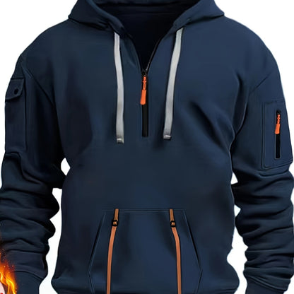 Men's Casual Sweatshirt with Multiple Zippers and Arm Pockets 2024 Cross-border Spring/Autumn Hoodie Large Size