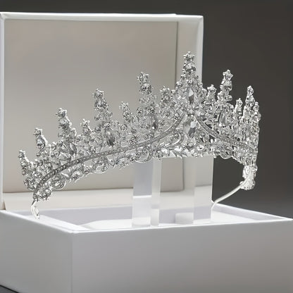 1pc Fashionable Alloy Crown, Rhinestone Tiara for Wedding, Bridal Accessories, Birthday Theme Jewelry