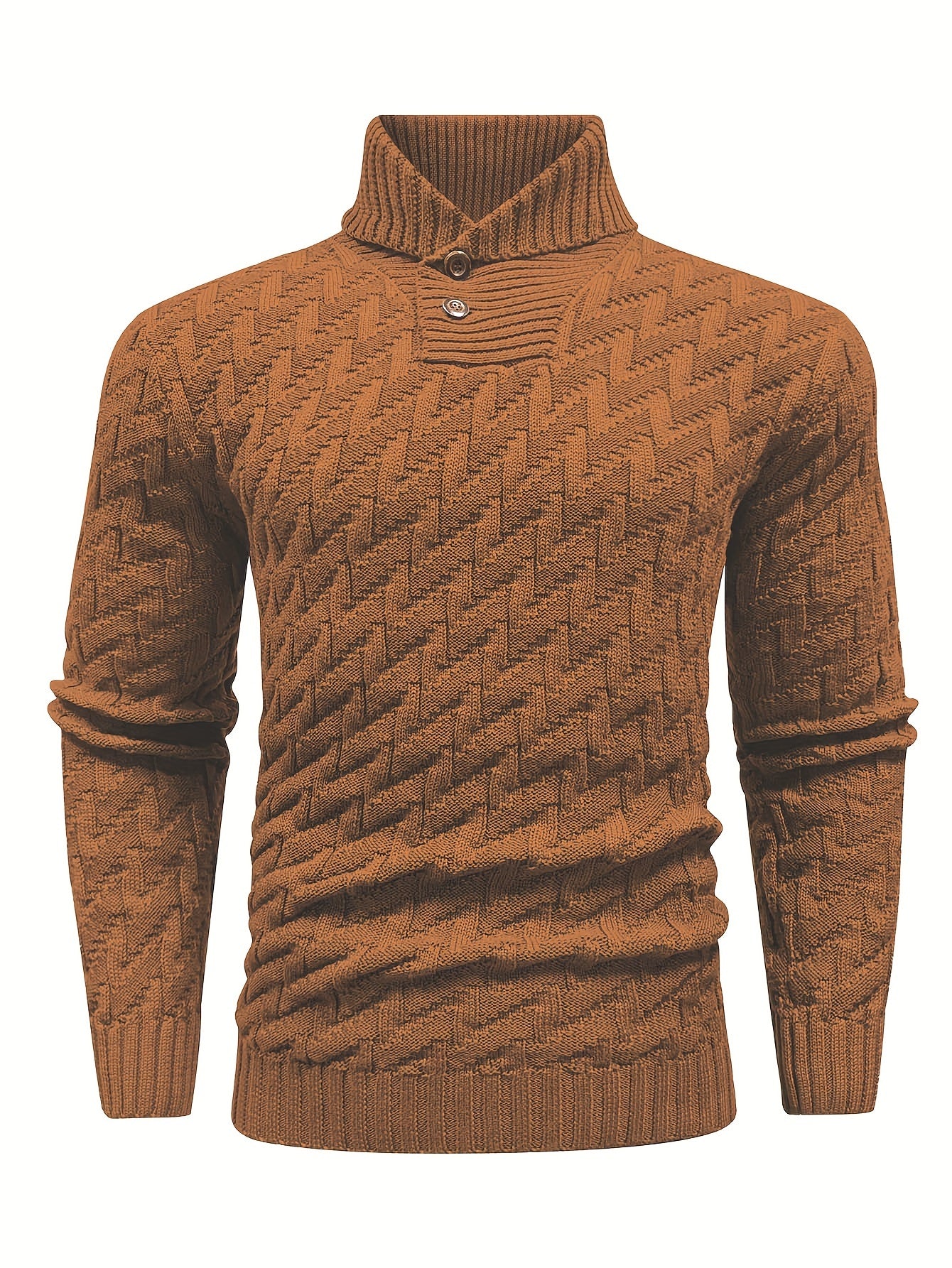 Men'S Casual Commuting Fashion Solid Texture Warm Lapel Sweater