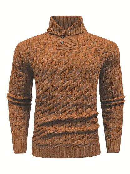 Men'S Casual Commuting Fashion Solid Texture Warm Lapel Sweater
