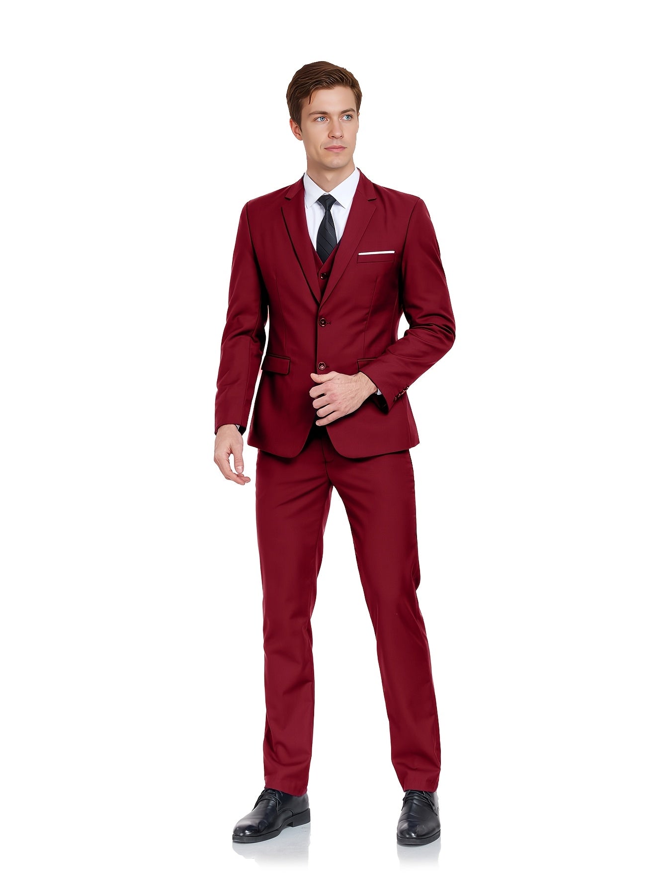 Men's Suits Set 3pcs Business Work Banquet Performance Travel Holiday Vacation Daily Birthday Gift Dress Tuxedo Jacket Coat Blazer Vest Pants Suit Set for Men Size XS-XXXL Wedding Season